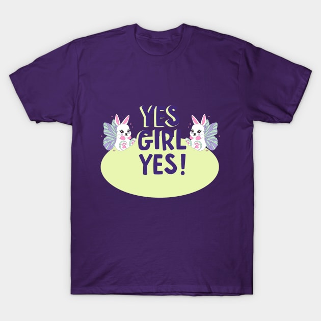 Sparkle Twin Bunny Fairy Yes Girl Yes T-Shirt by Color by EM